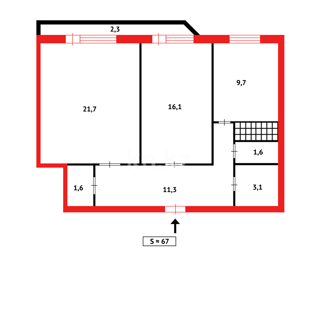 Продажа 2-комнатной квартиры, 68 м², ул. Момышулы, дом  26/3 - Продажа квартир в новостройках Караганды фото 18 из 18