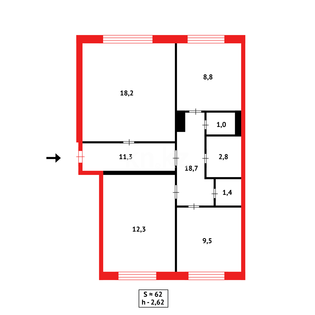 Продажа 3-комнатной квартиры, 64 м² в Караганде - фото 12