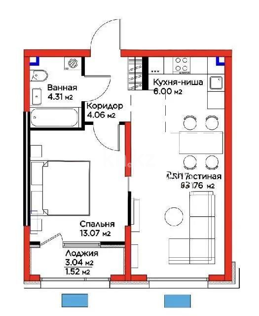 Продажа 2-комнатной квартиры, 46.72 м² - Продажа квартир в Алматы - страница 8 фото 1 из 1