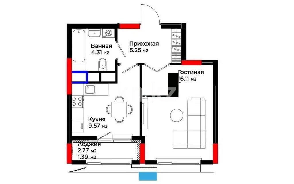 Продажа 1-комнатной квартиры, 36.63 м² - Продажа квартир в новостройках Астаны без посредников - страница 3 фото 1 из 1
