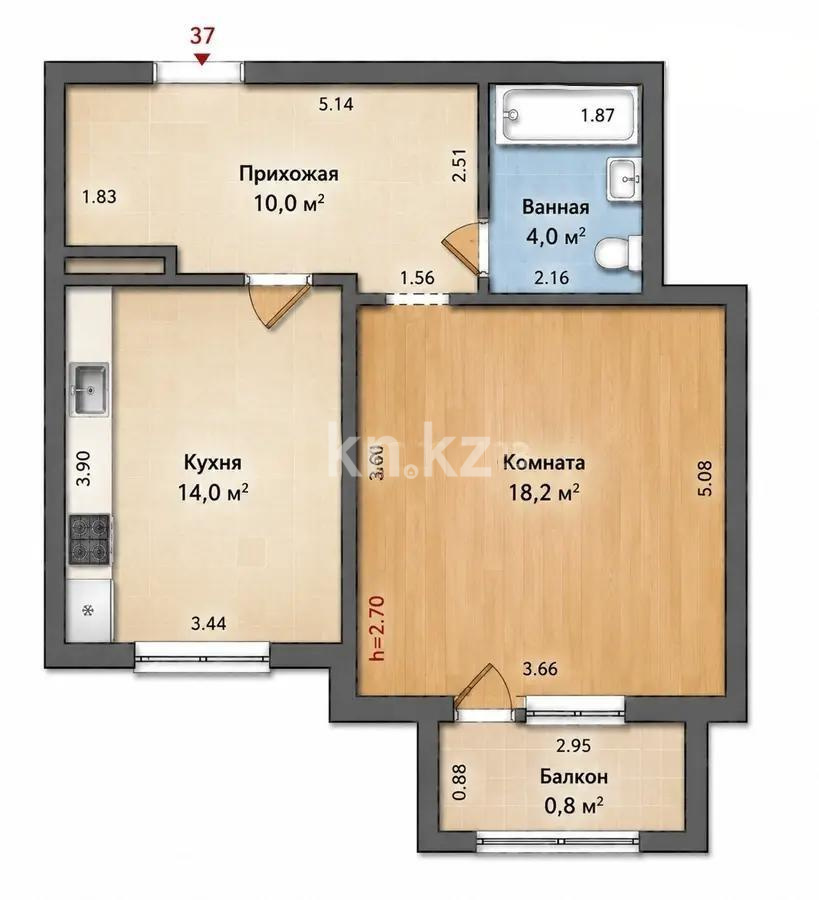Продажа 1-комнатной квартиры, 47 м² в Астане - фото 4