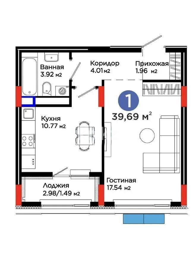 Продажа 1-комнатной квартиры, 39.69 м² в Астане - фото 4