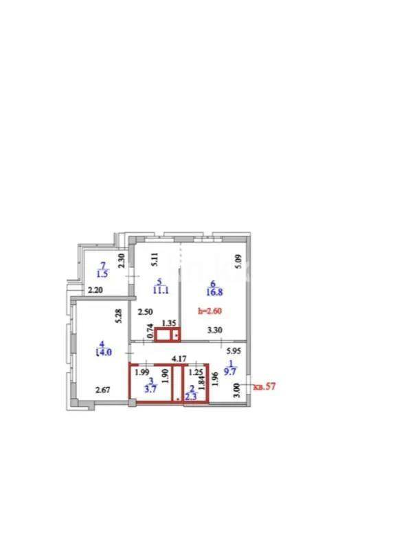 Продажа 2-комнатной квартиры, 59.1 м², ул. Бухар жырау, дом  25/1 - Продажа квартир в Астане без посредников фото 2 из 2