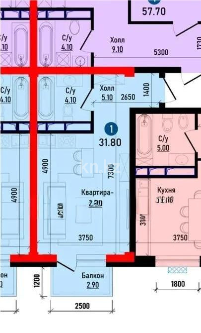 Продажа 1-комнатной квартиры, 30.8 м², мкр-н 20, дом  22 - Продажа  однокомнатных квартир в Алматы с фото фото 1 из 1