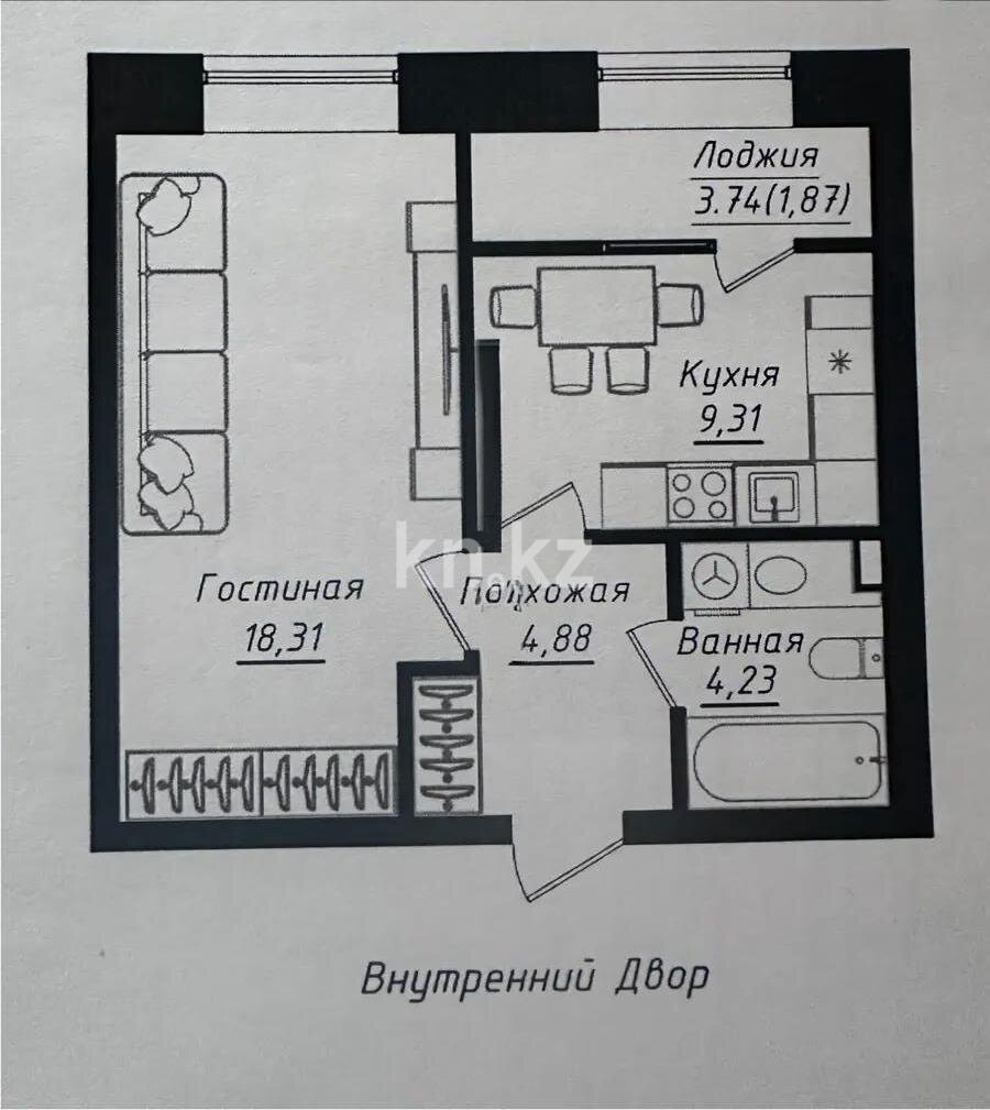 Продажа 1-комнатной квартиры, 38.6 м² в Астане