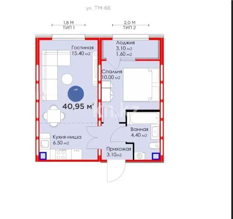 Продажа 2-комнатной квартиры, 41 м², ул. Е-509, дом  9 в Астане - фото 5