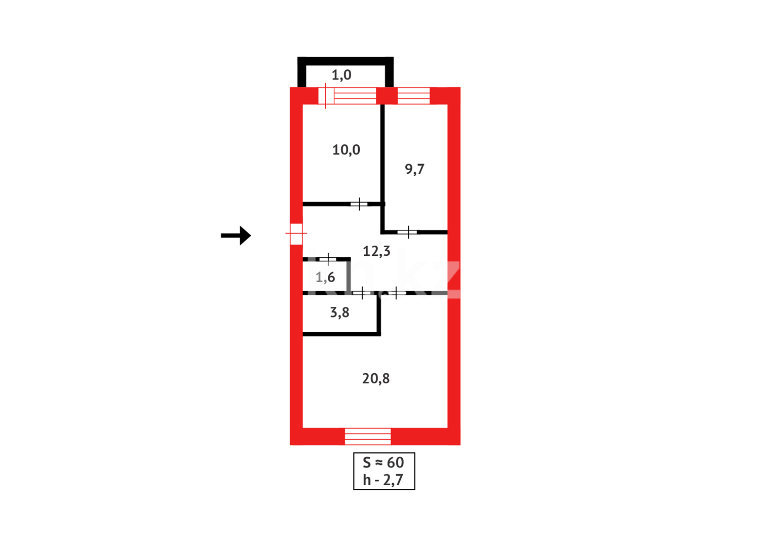 Продажа 2-комнатной квартиры, 59.2 м² - Продажа  двухкомнатных квартир в новостройках Астаны с фото - страница 72 фото 13 из 13