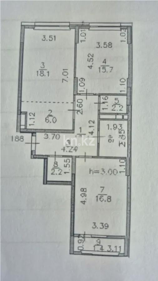 Продажа 3-комнатной квартиры, 78 м² - Продажа трехкомнатных квартир в блочном доме в Казахстане фото 1 из 1