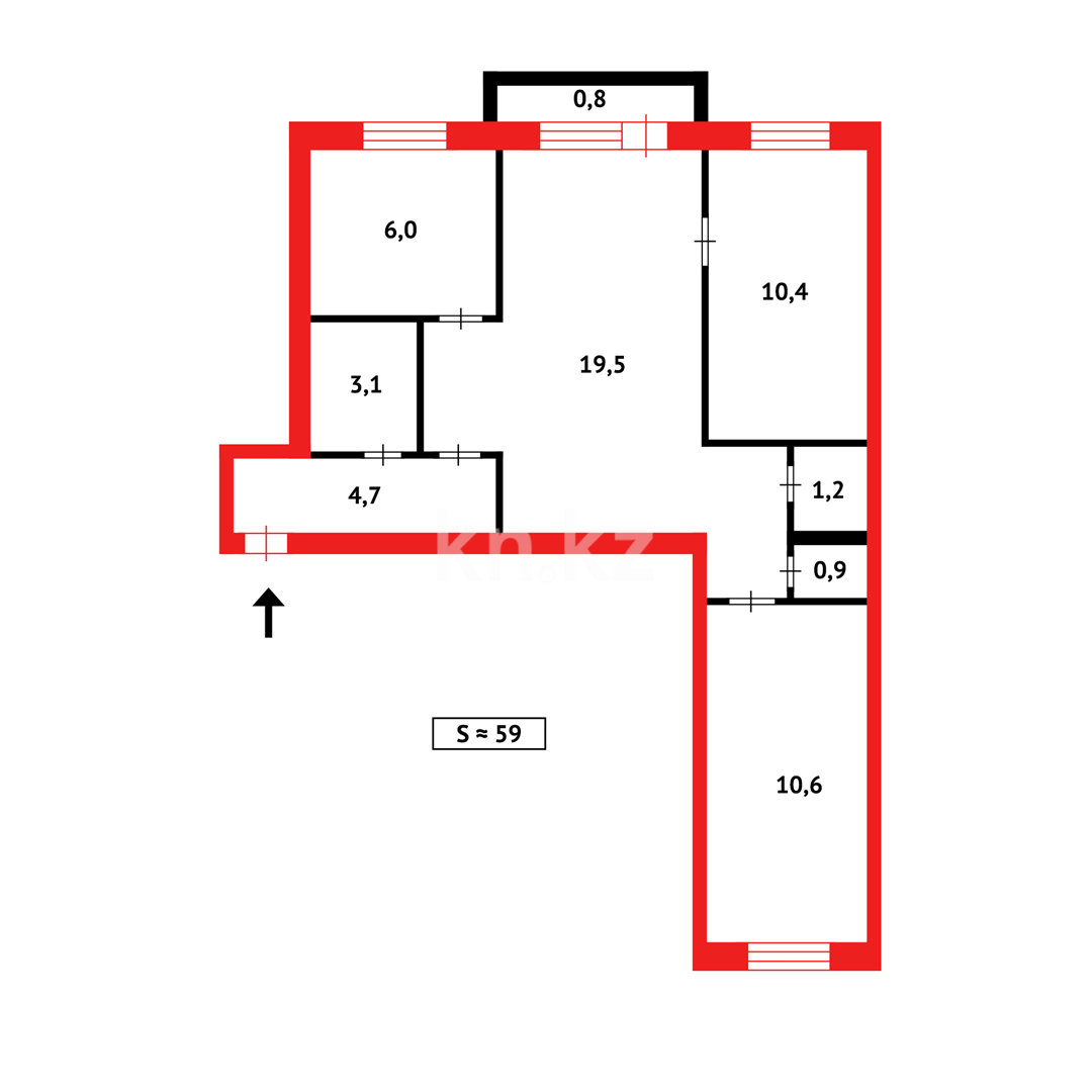 Продажа 3-комнатной квартиры, 59 м², ул. Чернышевского - Продажа жилой и коммерческой недвижимости в Темиртау фото 16 из 16
