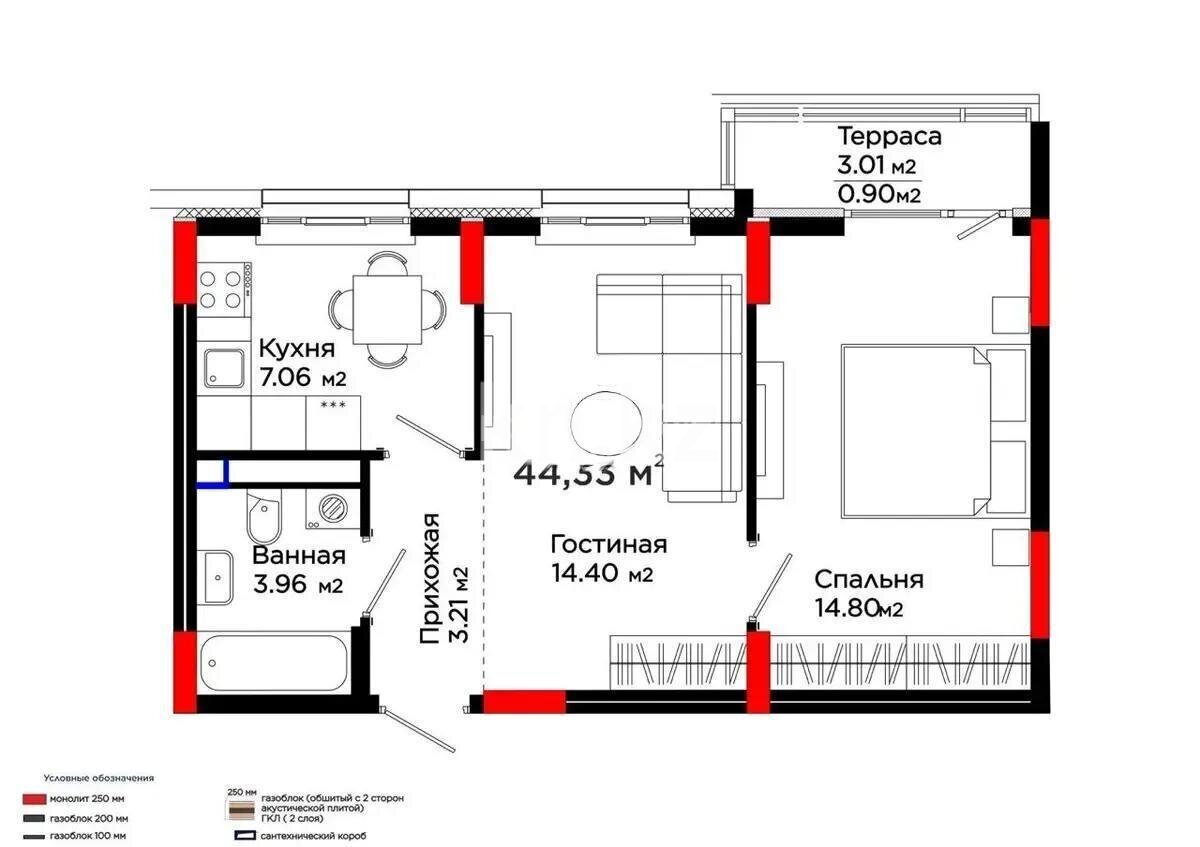 Продажа 2-комнатной квартиры, 44.33 м² в Астане - фото 5