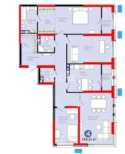 Продажа 4-комнатной квартиры, 139 м² - Продажа квартир в Казахстане - страница 35 фото 4 из 4