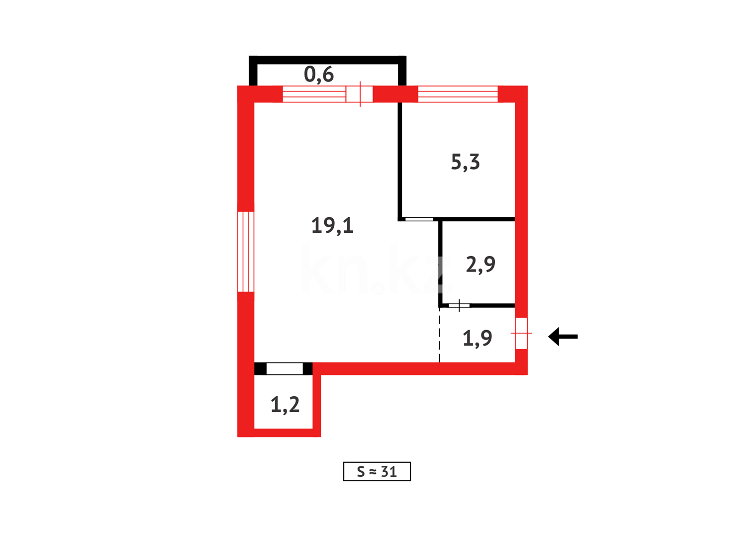 Продажа 1-комнатной квартиры, 31 м² - Продажа квартир в Городе Караганды - страница 2 фото 9 из 9