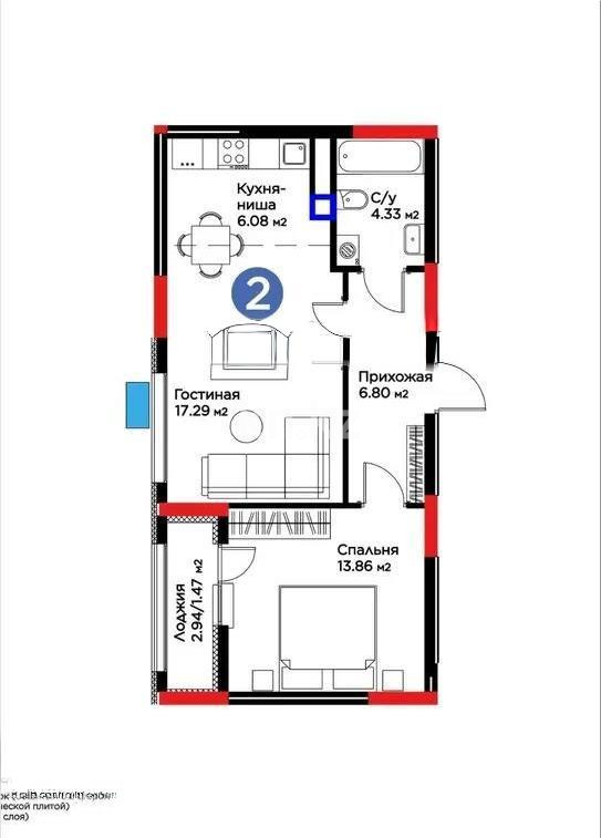 Продажа 2-комнатной квартиры, 49.83 м², ул. Нурмагамбетова, дом  17 стр - Продажа  двухкомнатных квартир в Астане фото 1 из 1