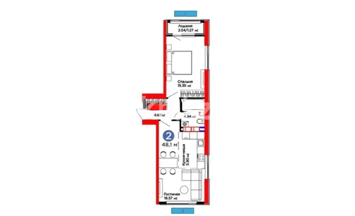 Продажа 2-комнатной квартиры, 48.1 м², ул. Белжайлау, дом  47а - Продажа  двухкомнатных квартир в Алматы без посредников фото 1 из 1