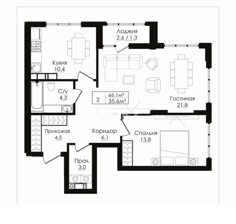 Продажа 2-комнатной квартиры, 66 м², пр. Тауелсыздык, дом  38/4 стр - Продажа  двухкомнатных квартир в новостройках Астаны с фото фото 1 из 1