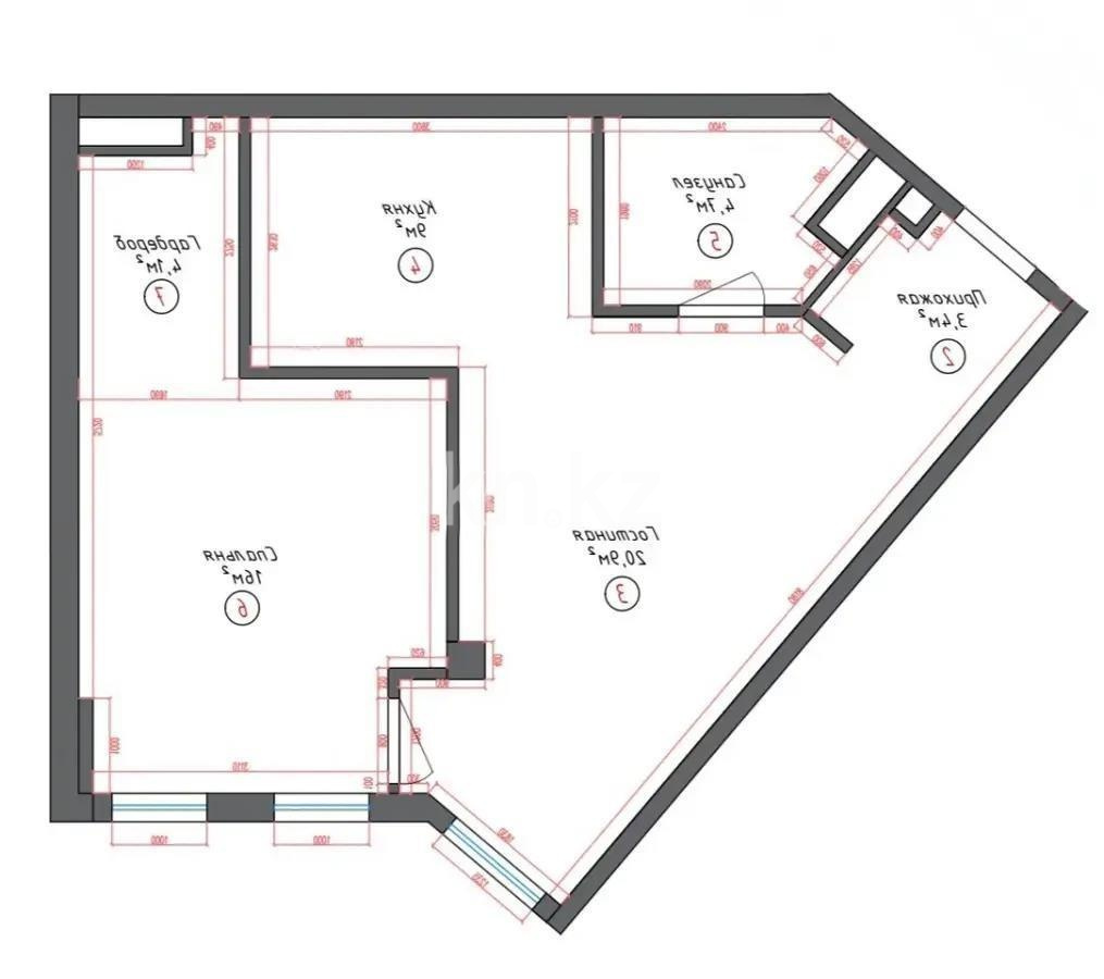 Продажа 2-комнатной квартиры, 59.3 м² - Продажа двухкомнатных квартир в монолитно-каркасном доме в Астане - страница 5 фото 3 из 3