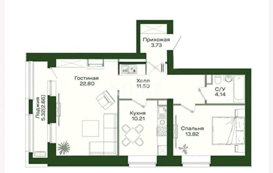 Продажа 2-комнатной квартиры, 68.6 м² - Продажа  двухкомнатных квартир в новостройках Астаны с фото - страница 72 фото 4 из 4