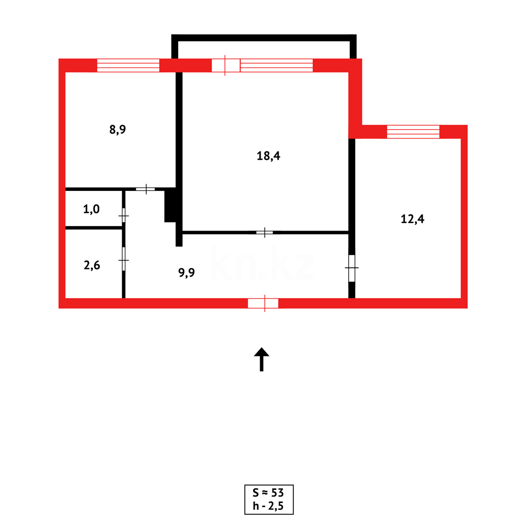 Продажа 2-комнатной квартиры, 53 м², ул. Сатыбалдина - Продажа квартир в Караганде фото 17 из 17
