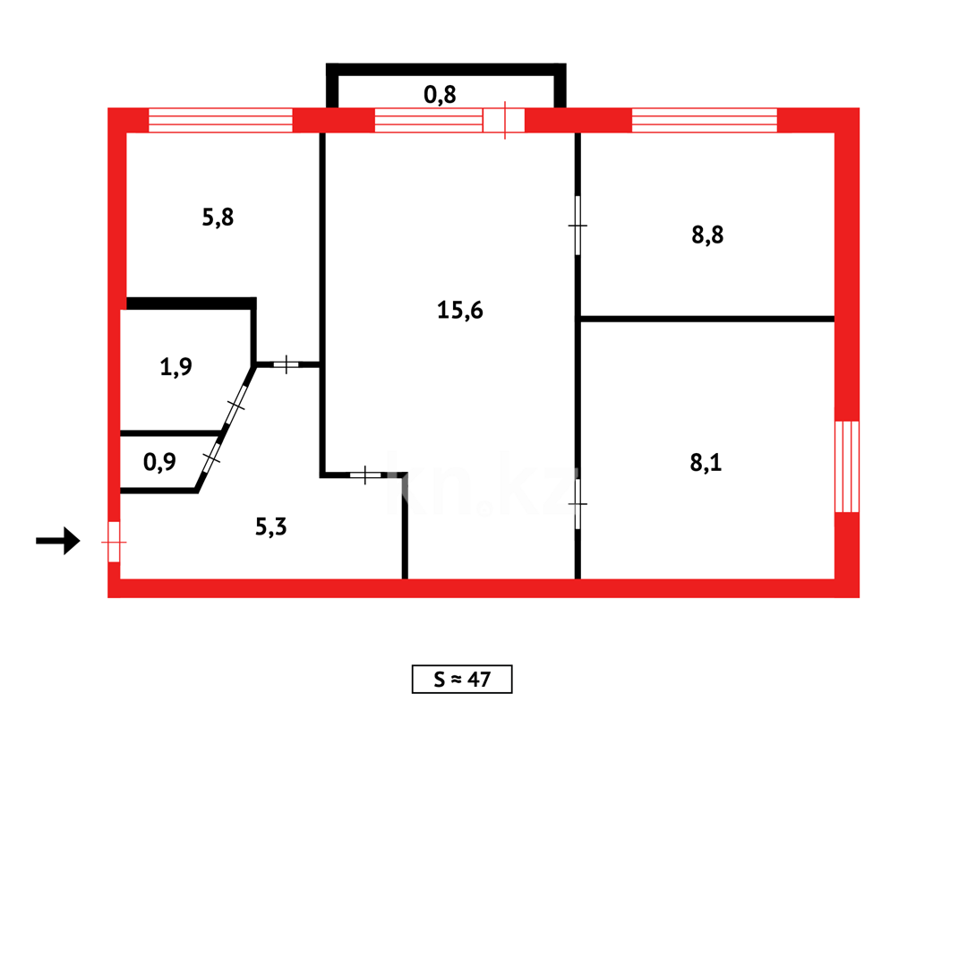 Продажа 3-комнатной квартиры, 49 м², 18-й мкр., дом  10 в Караганде - фото 10