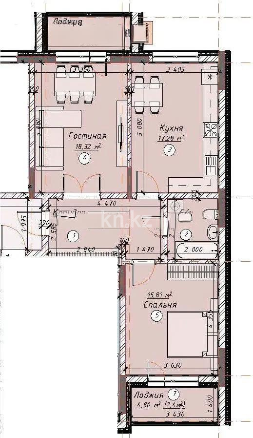 Продажа 2-комнатной квартиры, 73.8 м² в Астане - фото 2