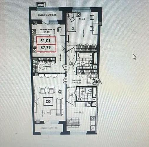 Продажа 3-комнатной квартиры, 90.4 м², ул. Байтурсынова, дом  22 стр в Астане