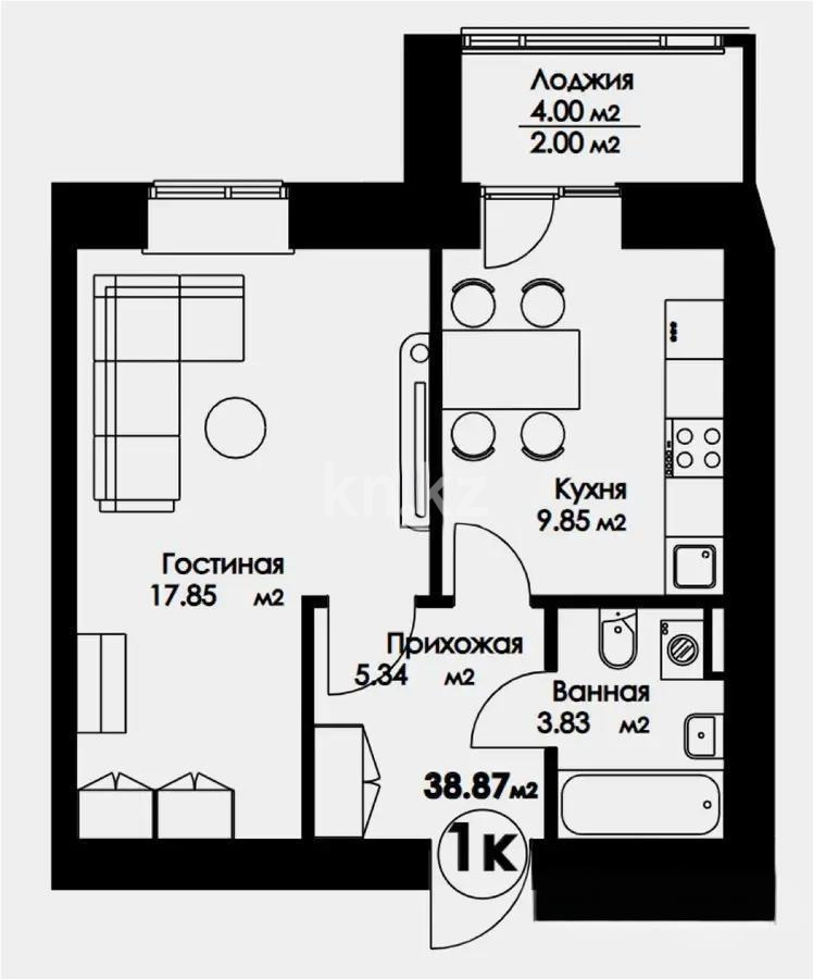 Продажа 1-комнатной квартиры, 38.8 м², ул. Айтматова, дом  45 стр в Астане