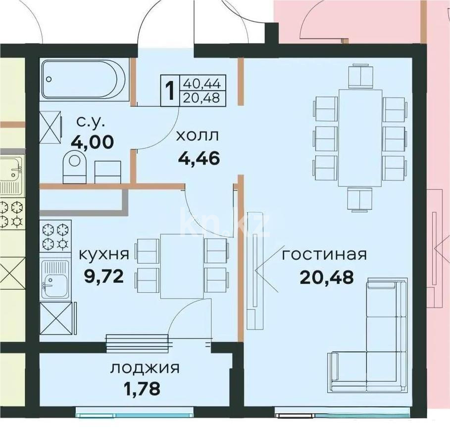 Продажа 1-комнатной квартиры, 40 м² - Продажа однокомнатных квартир в монолитно-каркасном доме в Астане фото 3 из 3