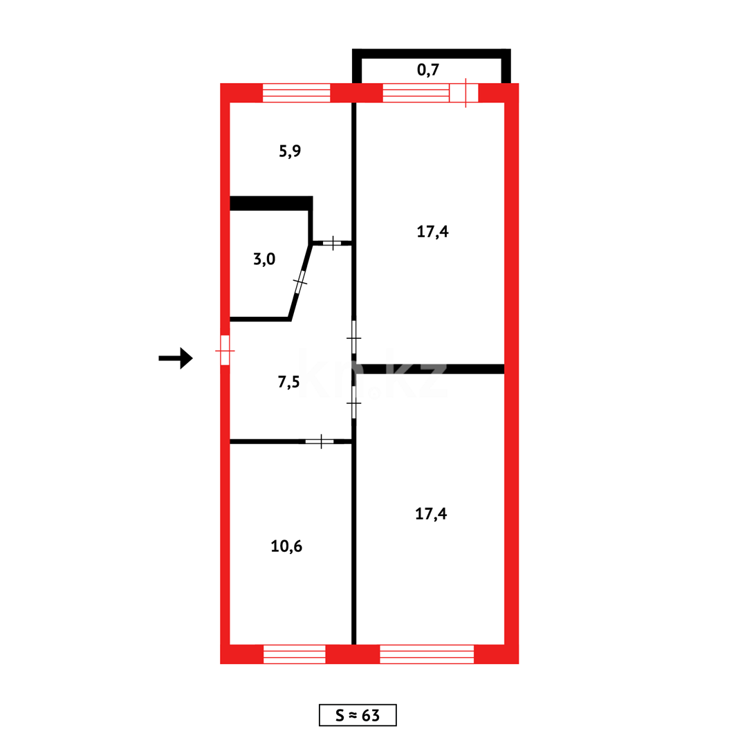 Продажа 3-комнатной квартиры, 63 м² - Продажа квартир в Караганде - страница 50 фото 9 из 9