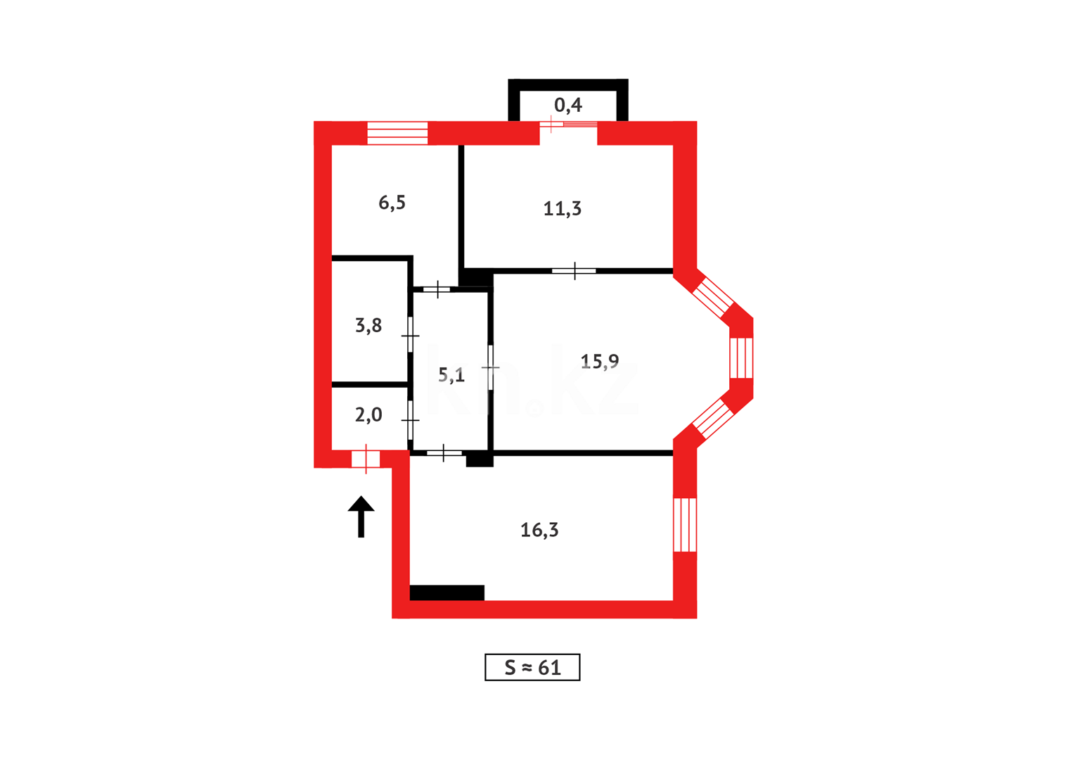 Продажа 3-комнатной квартиры, 61 м², ул. Ермекова - Продажа квартир в Казахстане фото 12 из 12