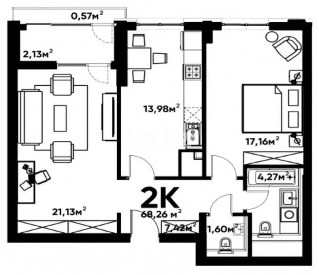 Продажа 2-комнатной квартиры, 68.5 м² в Алматы - фото 7