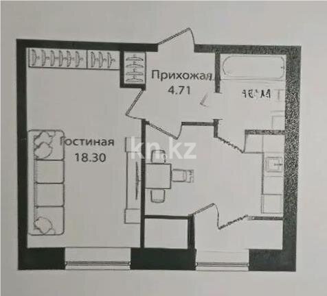 Продажа 1-комнатной квартиры, 39.5 м² в Астане