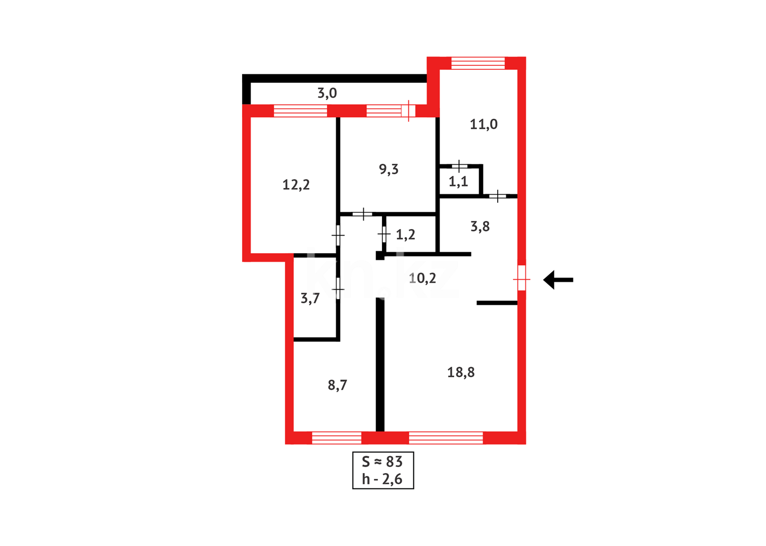 Продажа 4-комнатной квартиры, 83 м², мкр-н Степной-2, дом  2 - Продажа  четырехкомнатных квартир в Караганде фото 19 из 19
