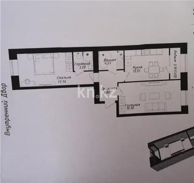 Продажа 2-комнатной квартиры, 66 м² в Астане