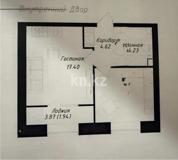 Продажа 1-комнатной квартиры, 42 м² в Астане