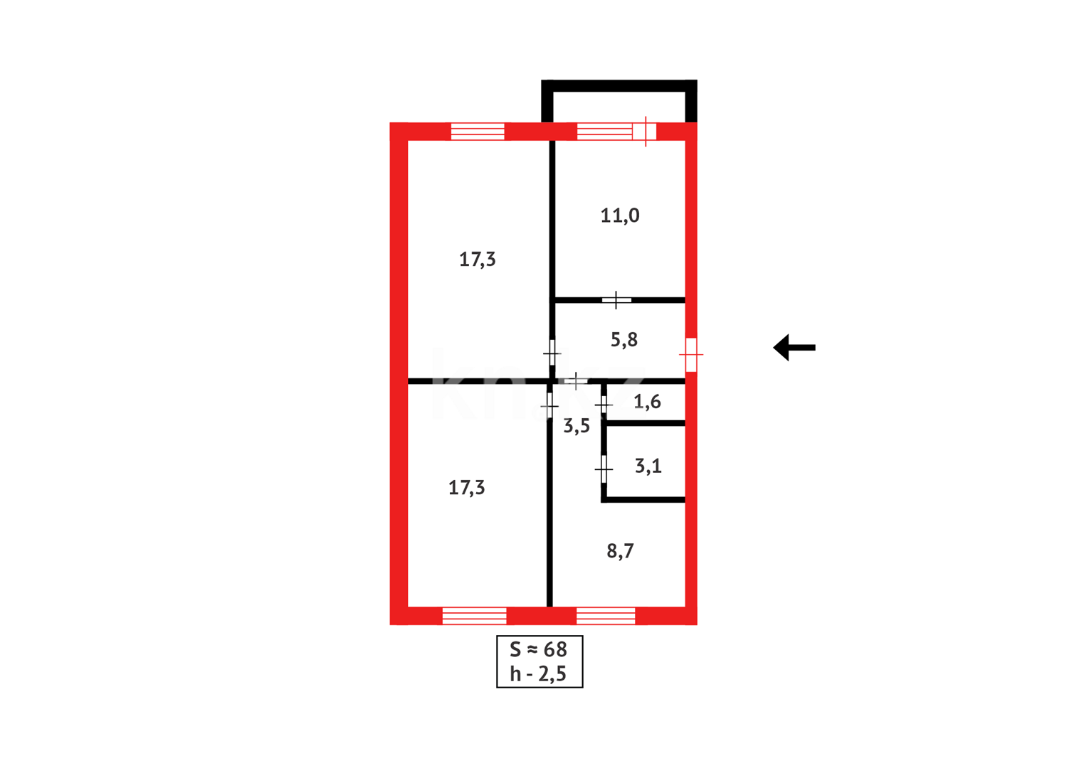 Продажа 3-комнатной квартиры, 68 м², ул. 9-й мкр. - Продажа квартир в Темиртау фото 13 из 13
