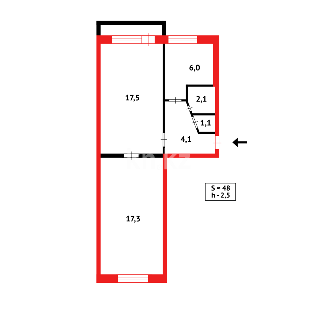 Продажа 2-комнатной квартиры, 45 м², 1 кв-л - Продажа квартир в Караганде фото 8 из 8