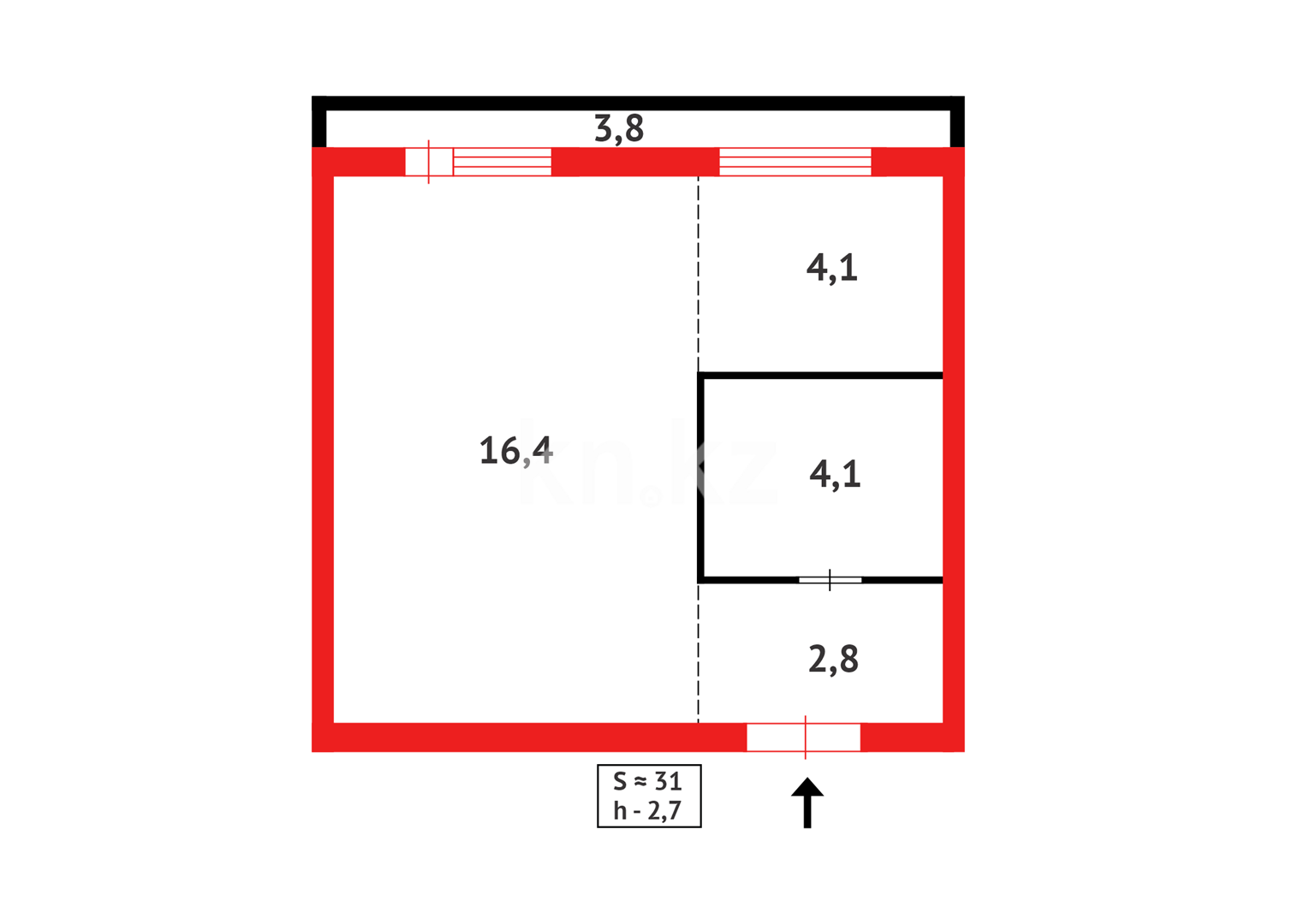 Продажа 1-комнатной квартиры, 31.2 м² - Продажа однокомнатных квартир в Астане - страница 81 фото 7 из 7