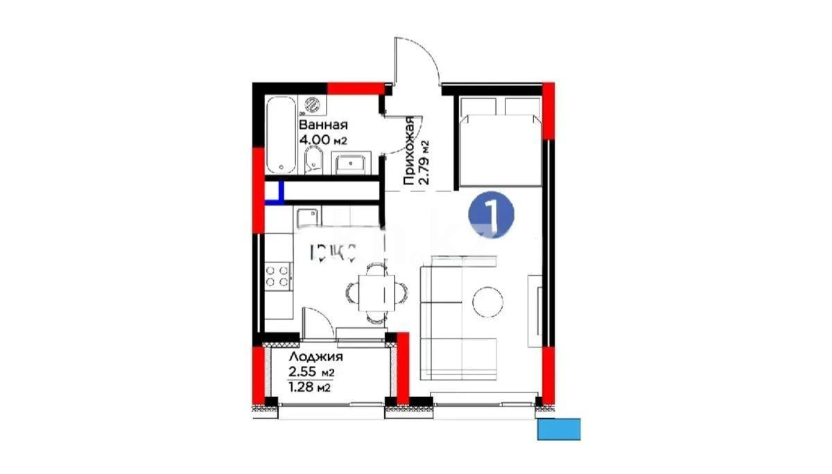 Продажа 1-комнатной квартиры, 31.72 м², пр. Туран, дом  56 стр - Продажа  однокомнатных квартир в новостройках Астаны без посредников фото 1 из 1