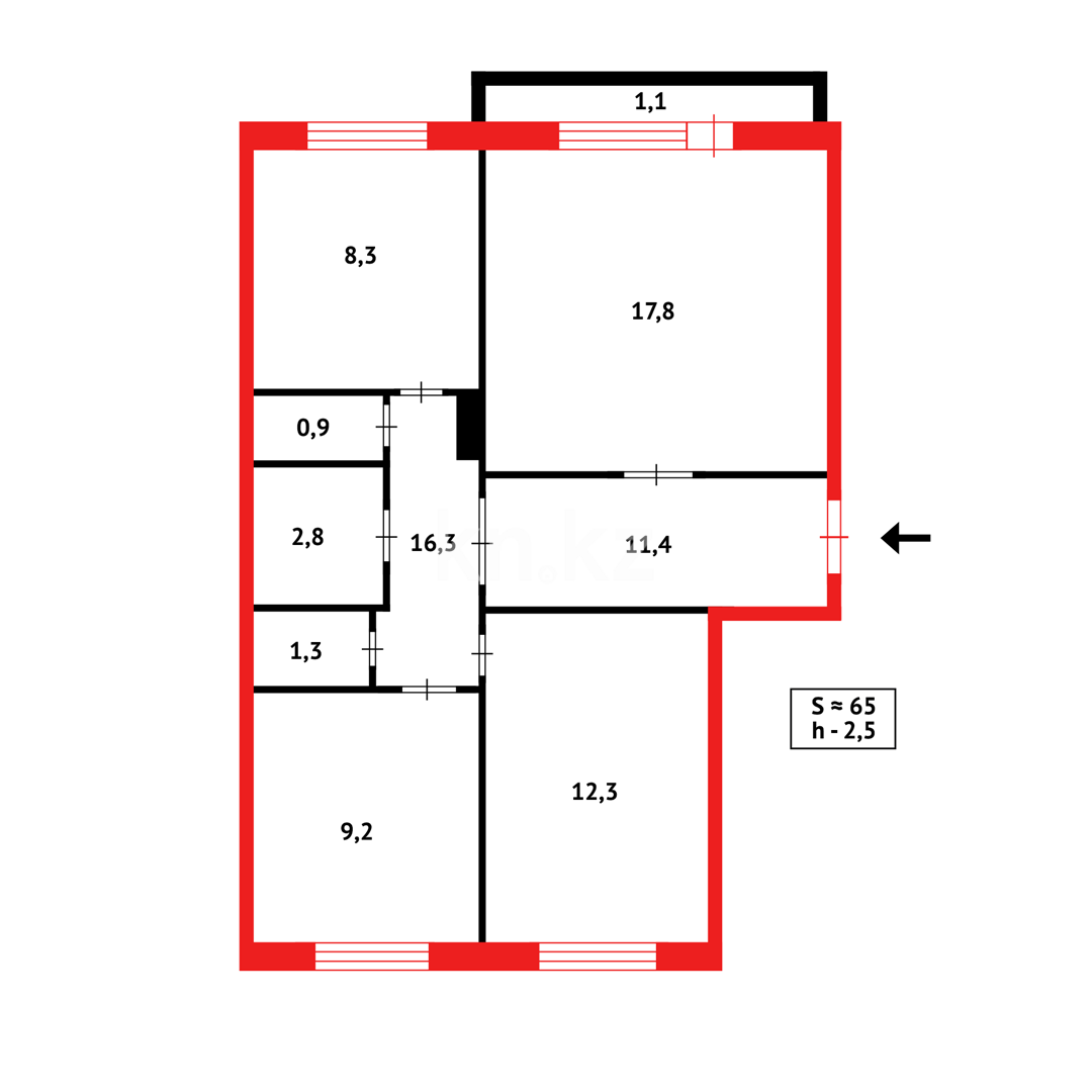 Продажа 3-комнатной квартиры, 64 м² в Караганде - фото 17