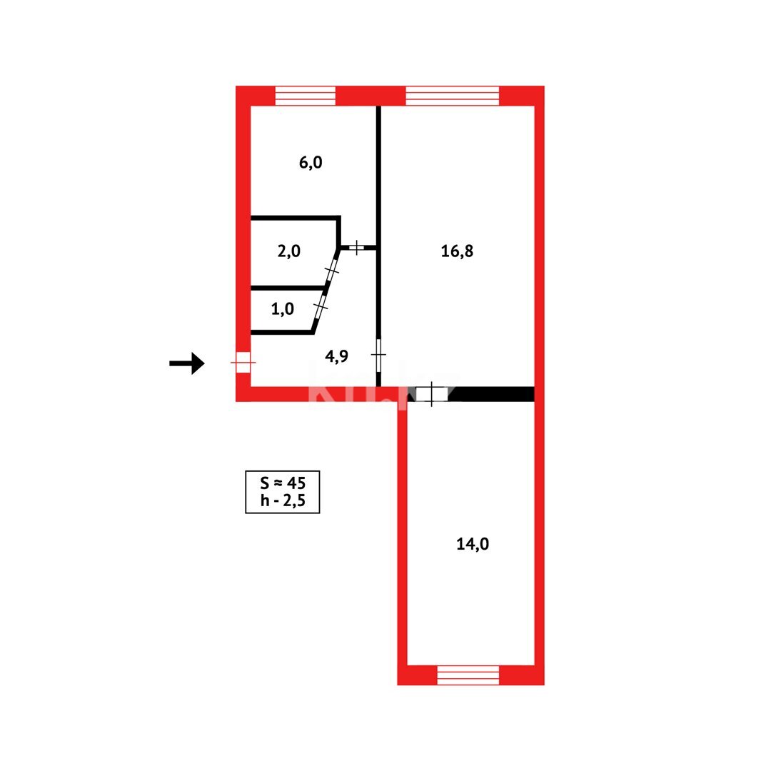 Продажа 2-комнатной квартиры, 45 м² в Караганде - фото 8