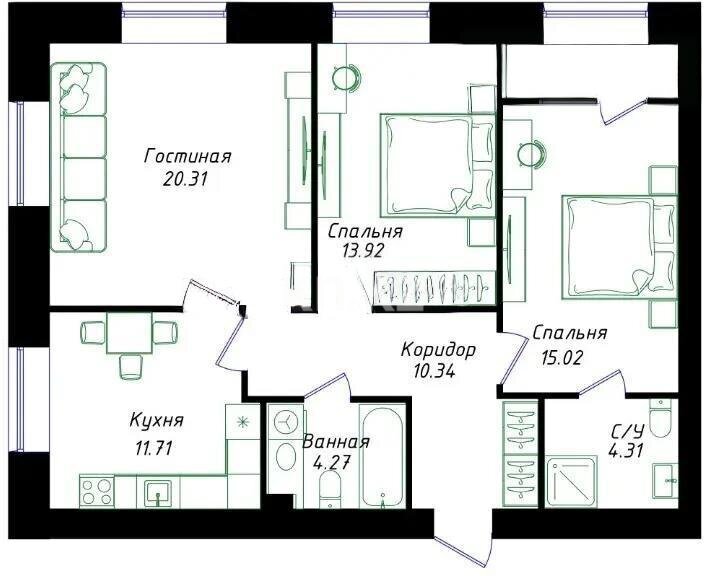 Продажа 3-комнатной квартиры, 82 м² в Астане