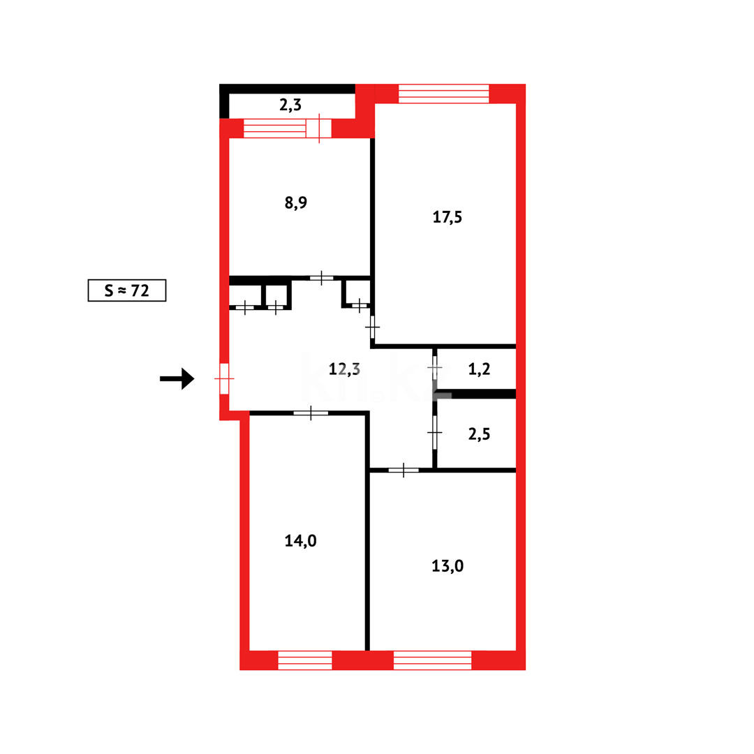 Продажа 3-комнатной квартиры, 75 м², 9-й мкр. - Продажа квартир в Темиртау фото 13 из 13