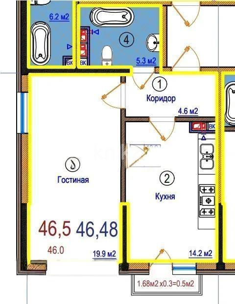 Продажа 1-комнатной квартиры, 46 м² - Продажа однокомнатных квартир в Алматы - страница 3 фото 2 из 2
