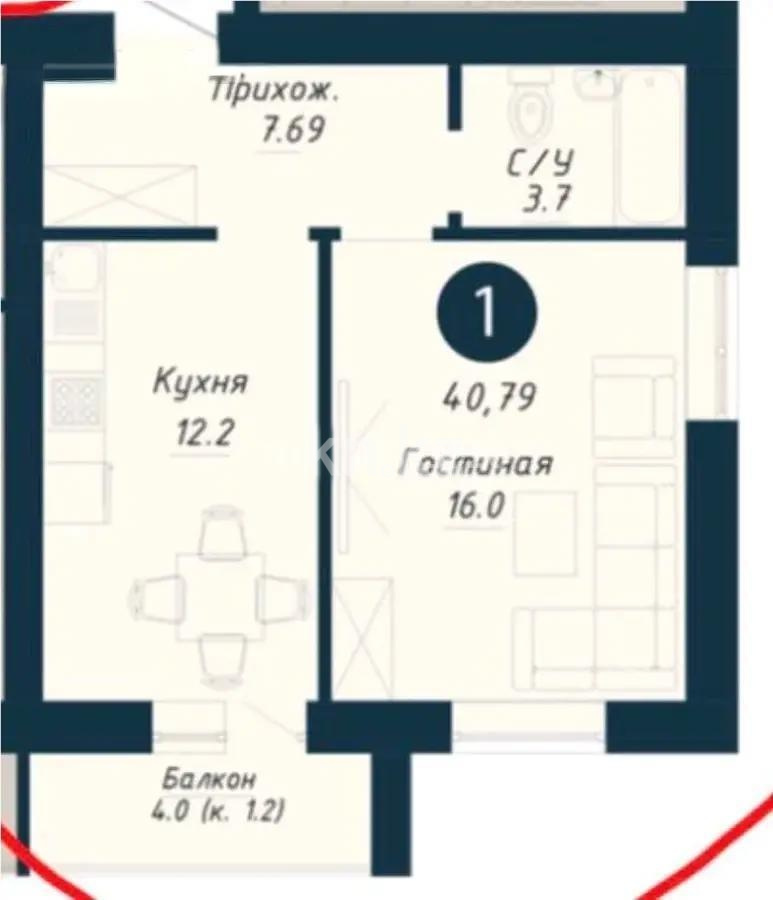 Продажа 1-комнатной квартиры, 40.7 м² в Астане