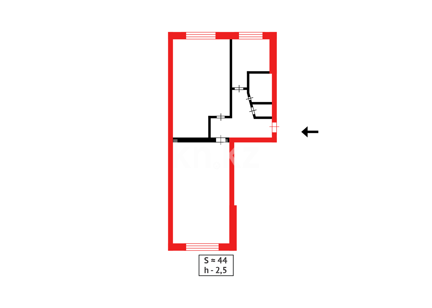 Продажа 2-комнатной квартиры, 44 м² в Караганде - фото 13