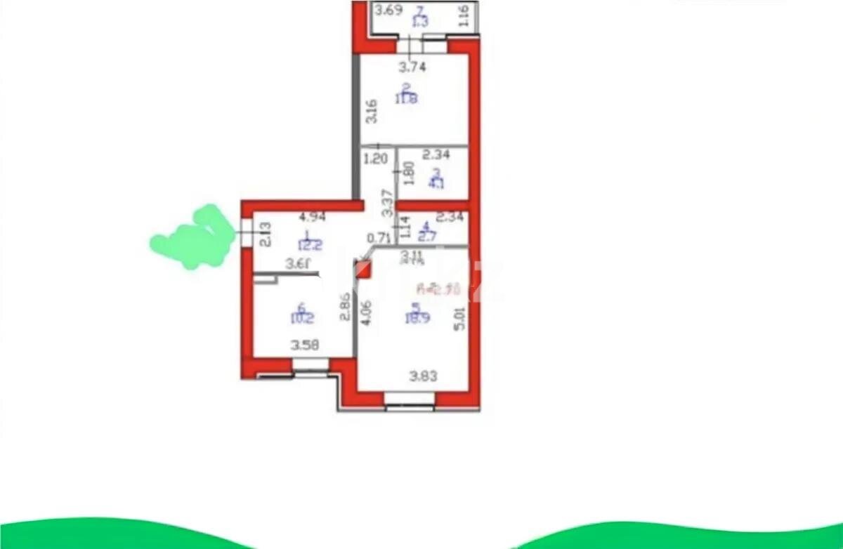 Продажа 2-комнатной квартиры, 61.2 м² в Астане