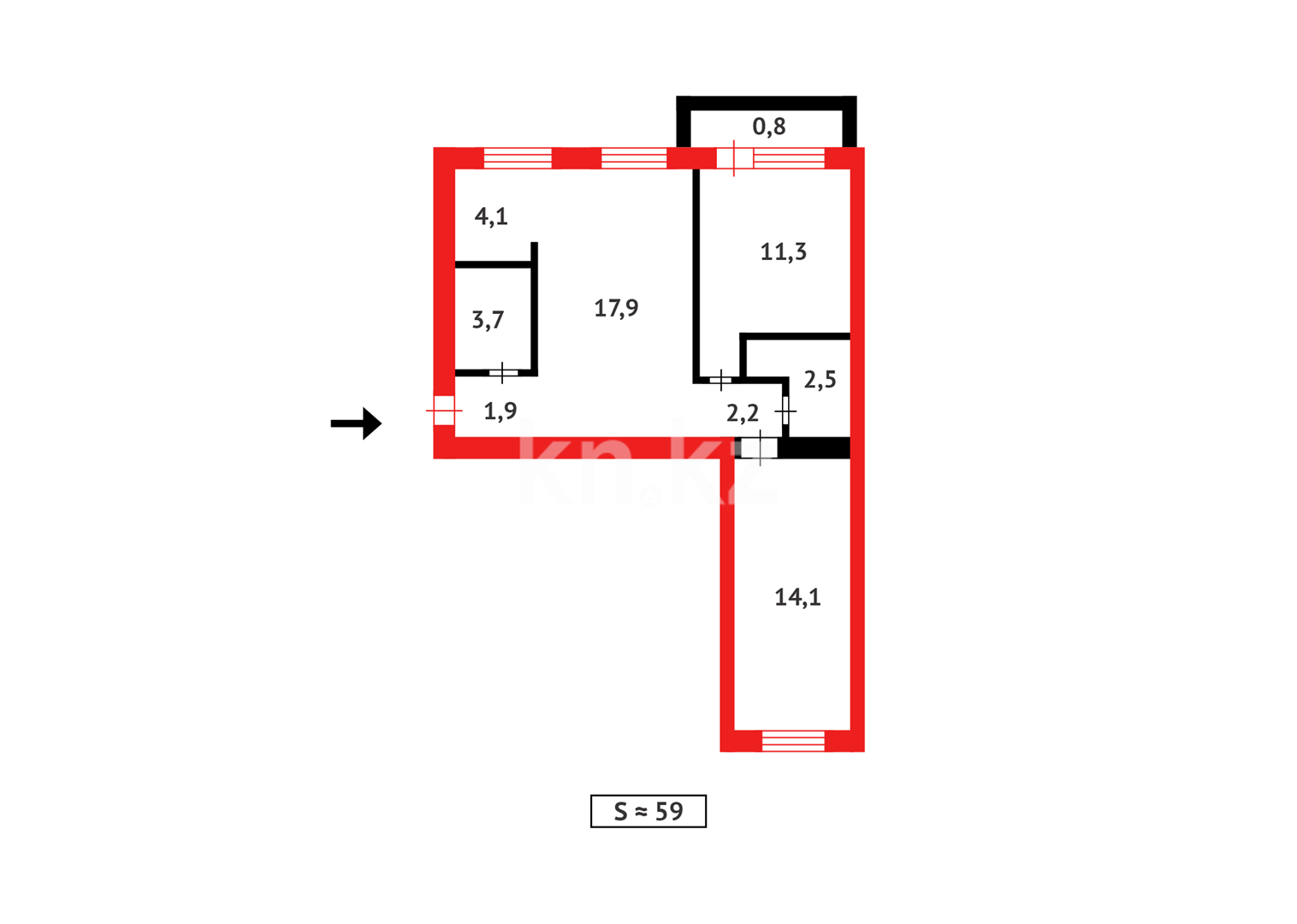 Продажа 3-комнатной квартиры, 58 м², ул. Абая, дом  11 - Продажа квартир в Сарани фото 13 из 13