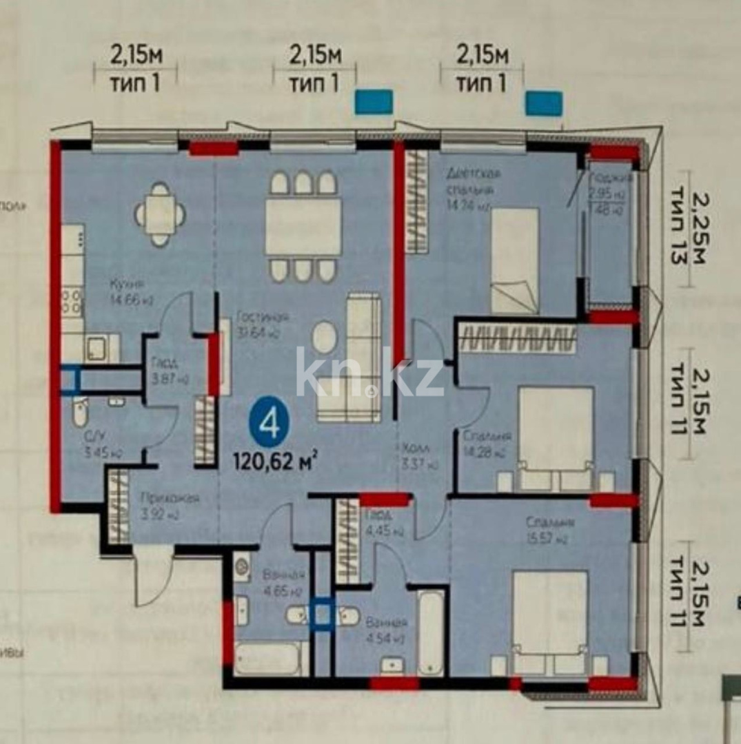 Продажа 4-комнатной квартиры, 121 м² в Астане - фото 2