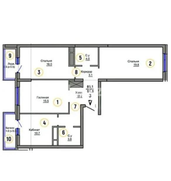 Продажа 3-комнатной квартиры, 85 м², ул. Е-797, дом  7 в Астане - фото 4