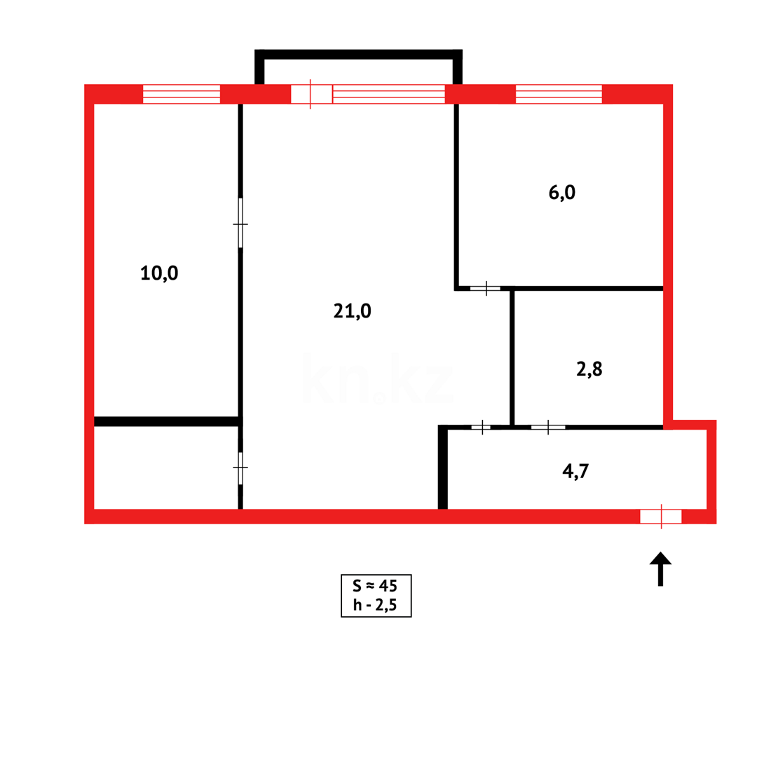 Продажа 2-комнатной квартиры, 44 м², ул. Сейфуллина - Продажа жилой и коммерческой недвижимости в Темиртау фото 8 из 8